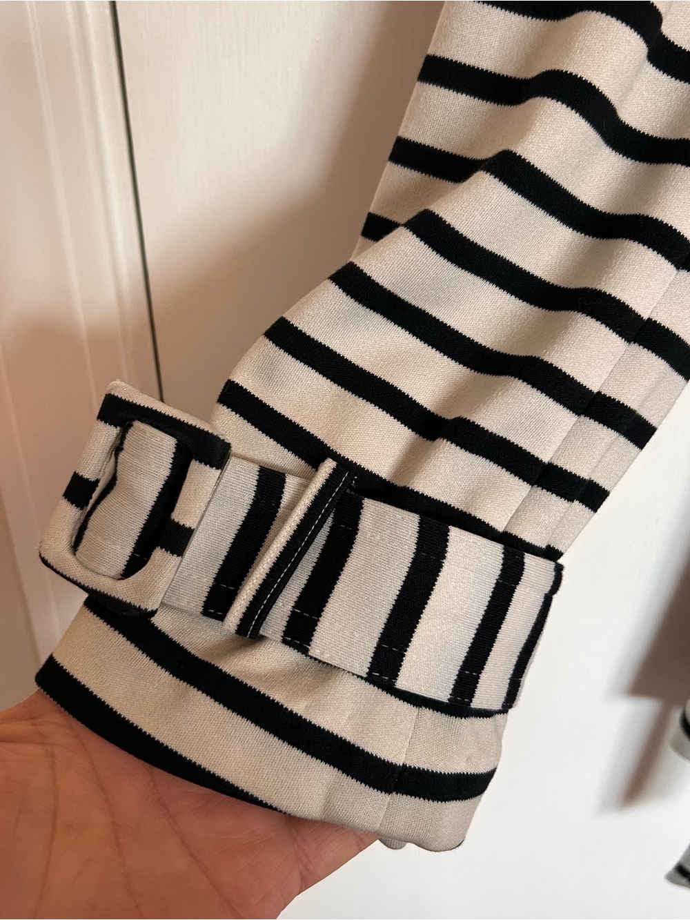 kate spade Navy and White Striped Pea Coat Gold-Button Jacket - Picture 4 of 9
